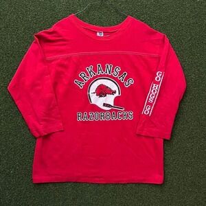 Vintage Artex Arkansas Razorbacks Long‎ Sleeve Jersey Shirt Mens XL Red 90s USA